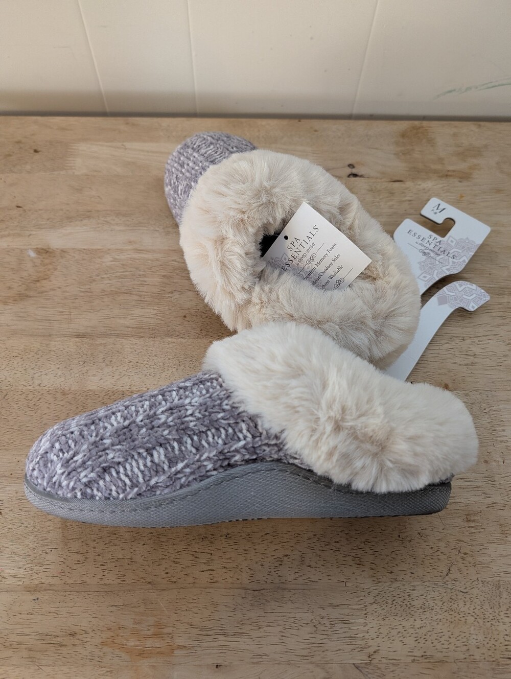 Plush Faux-Fur Knit Clog Slippers Size 7/8